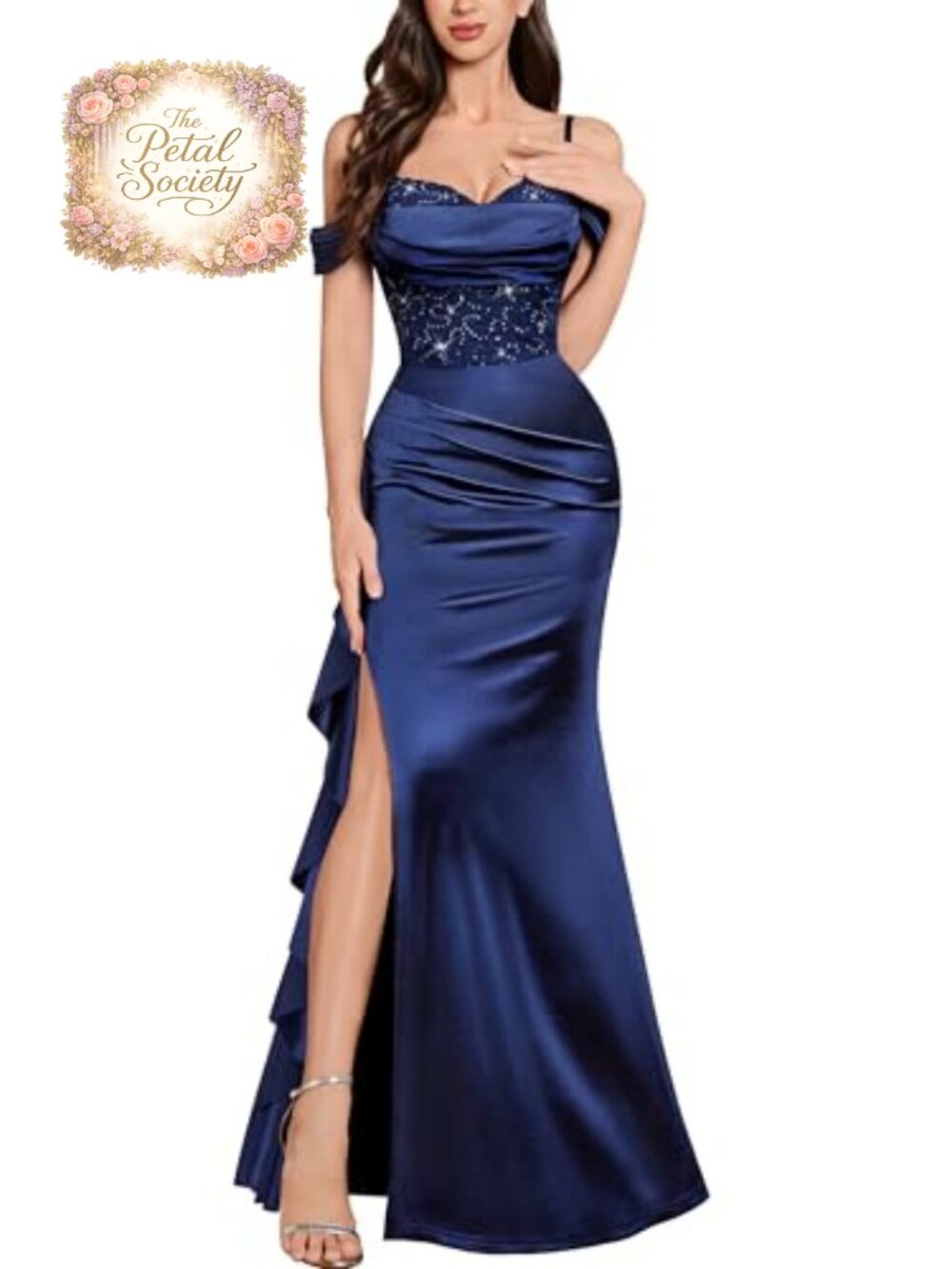 Off Shoulder Sequin Lace Mermaid Maxi Bridesmaid Formal Dress